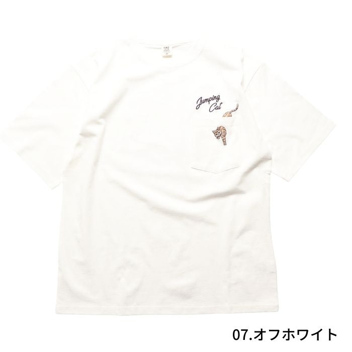 猫 刺繍 半袖 Tシャツ mens