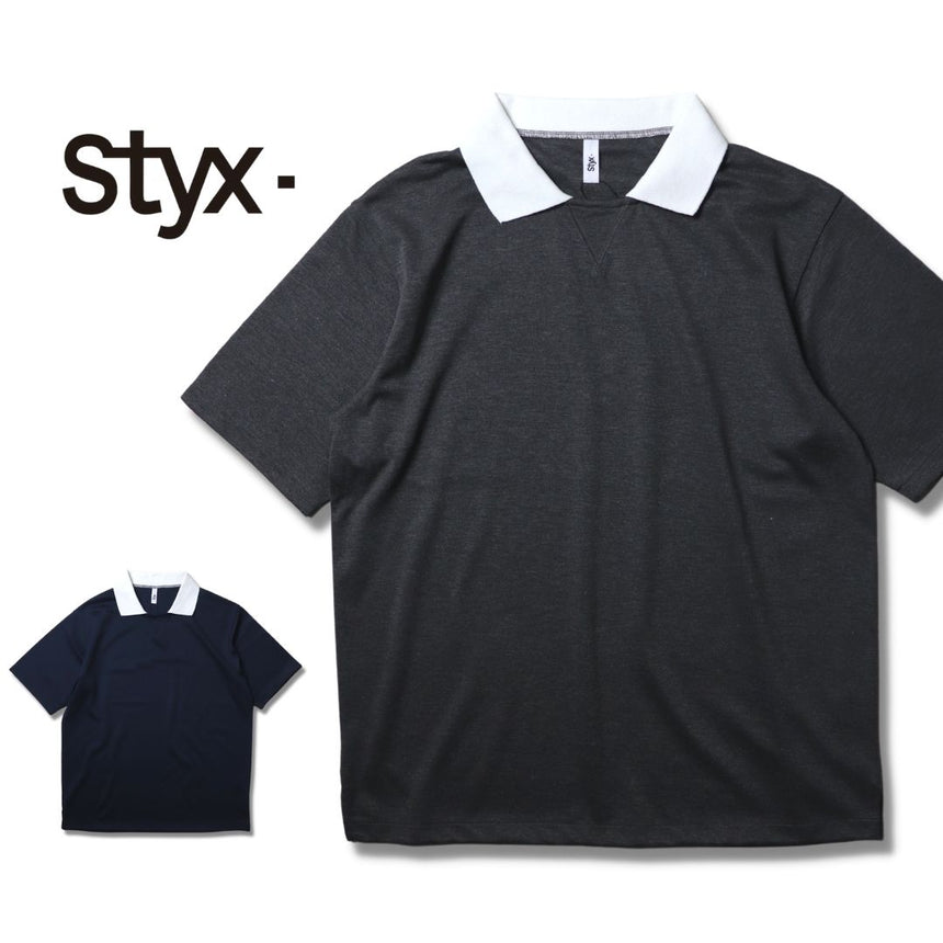 Styx 【 スティクス 】鹿の子 レイヤード風 ポロシャツ  mens